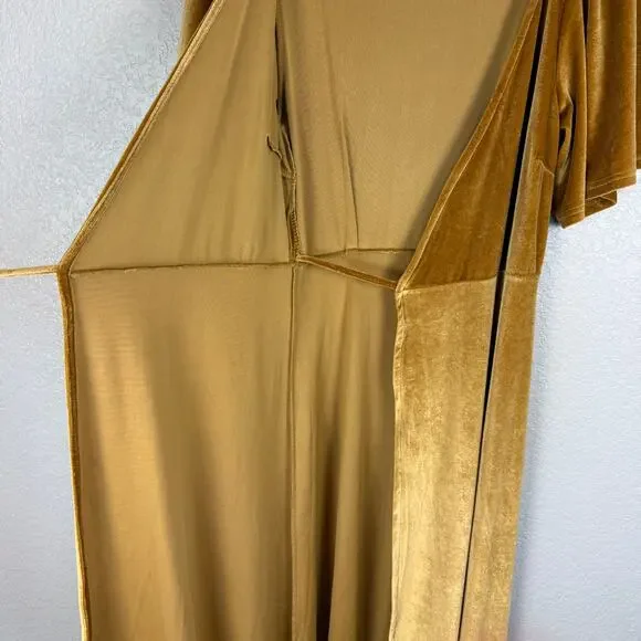 Baltic Born Meghan Gold Velvet Short Sleeve Maxi Full Wrap Dress XS Golden Hour - Picture 4 of 10